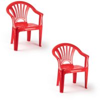 2x Kinderstoelen rood kunststof 35 x 28 x 50 cm