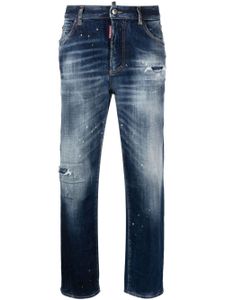 DSQUARED2 jean cigarette à effet usé - Bleu