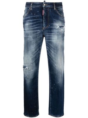 DSQUARED2 jean cigarette à effet usé - Bleu