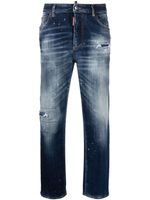 DSQUARED2 jean cigarette à effet usé - Bleu