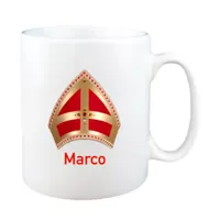 Sinterklaas mok mijter met naam (wit)