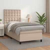Boxspring met matras kunstleer cappuccinokleurig 100x200 cm