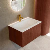 Badmeubel Mondiaz Kurve-Dlux | 70 cm cm | Meubelkleur Ruby | Wastafelkleur Opalo | Solid surface | Wasbak midden spoelbak | 1 kraangat
