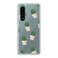Cactusprint roze: Sony Xperia 5 III Transparant Hoesje