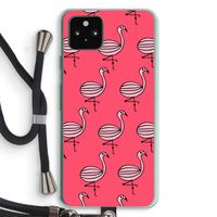 Flamingo: Pixel 5a 5G Transparant Hoesje met koord