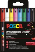 Uni POSCA paintmarker PC-1MR, 0,7 mm, etui van 8 stuks in geassorteerde basiskleuren