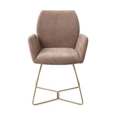 Jesper Home Misaki eetkamerstoel Mocha Mist beehive gold