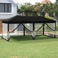 Partytent inklapbaar met zijwanden 3x6 m zwart