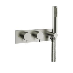 Crosswater MPRO inbouw thermostatisch bad/douchekraan horizontaal met handdouche set in geborsteld RVS sw385377/sw385438