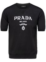 Prada pull en laine à logo intarsia - Noir - thumbnail