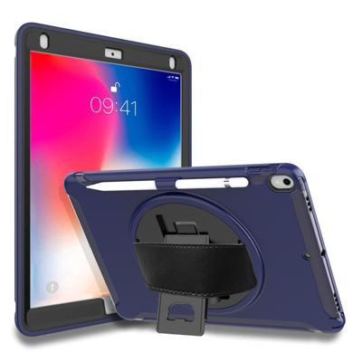 Voor iPad Pro 10 5 inch 360 graden rotatie PC + TPU beschermhoes met houder & hand strap (donkerblauw)