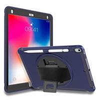 Voor iPad Pro 10 5 inch 360 graden rotatie PC + TPU beschermhoes met houder & hand strap (donkerblauw)