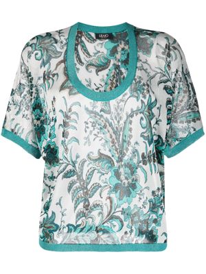 LIU JO haut en maille fine à motif cachemire - Bleu LIU JO haut en maille fine à motif cachemire - Bleu