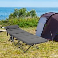 Opvouwbaar Veldbed Campingbed met Matras Kussen en Zijtas tot 150 kg Belastbaar Incl. Draagtas voor Camping Strand Grijs