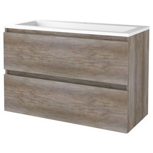 Badmeubelset Aquasplash Salt 100x46 cm Greeploos 2 Lades Met Wastafel Acryl 1 Kraangat Scotch Oak Aquasplash