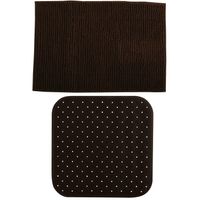 MSV Douche anti-slip mat en droogloop mat - Sevilla badkamer set - rubber/microvezel - bruin - Badmatjes - thumbnail