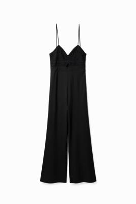 Lange jumpsuit haakwerk - BLACK - XL