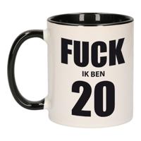 Bellatio Decorations Fuck ik ben 20 koffiemok - beker - zwart wit - 300 ml