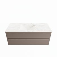 MONDIAZ VICA-DLUX 120cm badmeubel onderkast Smoke 2 lades. Inbouw wastafel CLOUD midden 1 kraangat, kleur Ostra.