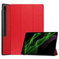 Basey Samsung Galaxy Tab S9 Ultra Hoesje Kunstleer Hoes Case Cover -Rood