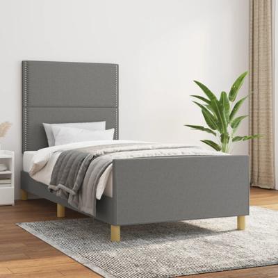 Bedframe zonder matras 90x200 cm stof donkergrijs