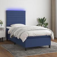 Boxspring met matras en LED stof blauw 100x200 cm