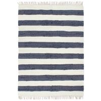 vidaXL Vloerkleed chindi handgeweven 80x160 cm katoen blauw en wit - thumbnail