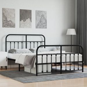 Bedframe met hoofd- en voeteneinde metaal zwart 140x190 cm