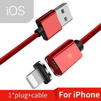 2 stks ESSAGER smartphone snel opladen en gegevensoverdracht magnetische kabel kleur: rood iOS kabel (1M)