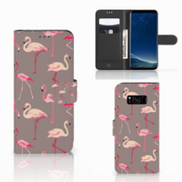 Samsung Galaxy S8 Telefoonhoesje met Pasjes Flamingo - thumbnail