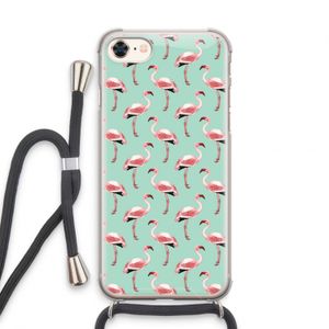 Flamingoprint groen: iPhone 8 Transparant Hoesje met koord