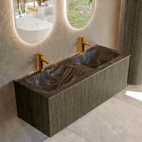 Badmeubel Mondiaz Kurve-Dlux | 120 cm cm | Meubelkleur Shadow | Wastafelkleur Lava | Solid surface | Wasbak beiden zijden spoelbak | 2 kraangaten