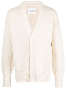 Jil Sander cardigan en coton à logo brodé - Tons neutres