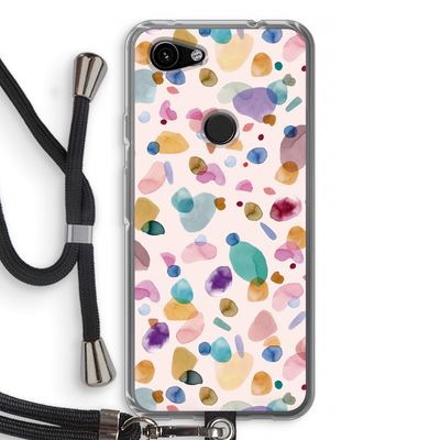 Terrazzo Memphis Pink: Pixel 3a Transparant Hoesje met koord