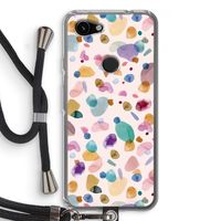 Terrazzo Memphis Pink: Pixel 3a Transparant Hoesje met koord