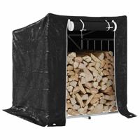 VidaXL Haardhoutrek met regenhoes 100,5x80,5x110,5 cm staal