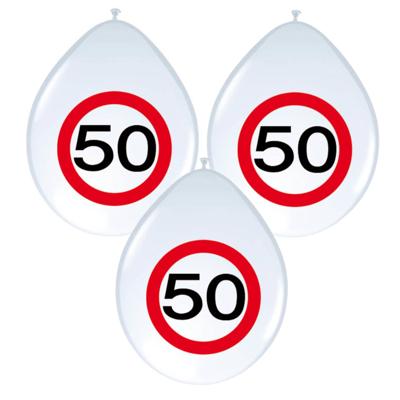 Ballonnen 50 jaar - 8x - 30 cm - verkeersbord - versiering Sarah/Abraham