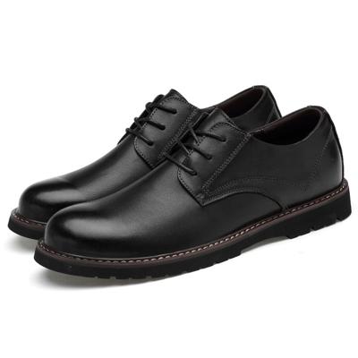Ronde kop effen kleur eerste laag koeienhuid casual schoenen voor mannen (kleur: zwart maat: 48)