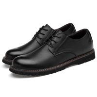 Ronde kop effen kleur eerste laag koeienhuid casual schoenen voor mannen (kleur: zwart maat: 48)