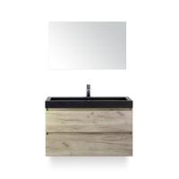 Maxx XL Badmeubelset 100 cm - Craft Oak - Wastafel Lucca 1 kraangat - met Spiegel