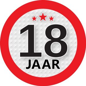 18 jaar leeftijd sticker rond 9 cm verjaardag versiering