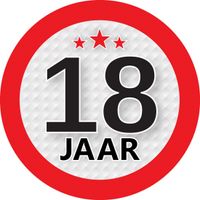 18 jaar leeftijd sticker rond 9 cm verjaardag versiering