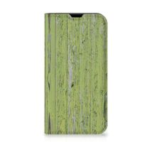 iPhone 13 Mini Book Wallet Case Green Wood - thumbnail