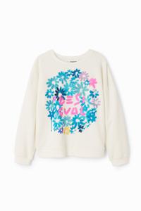 Sweatshirt met bloemen en logo - WHITE - 3/4