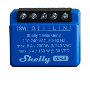 Shelly 1 Mini Gen3 elektrische schakelaar Slimme schakelaar 1P Blauw