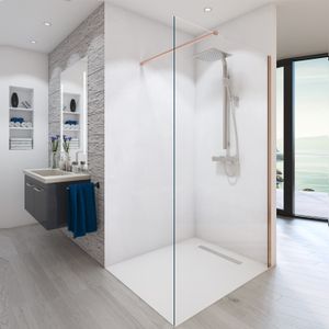 BWS Inloopdouche Pro Line Helder Glas Geborsteld Brons Koper Profiel en Stang (ALLE MATEN)