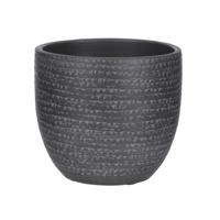 Mica Decorations Plantenpot - terracotta - zwart/grijs - D16/H14 cm   -