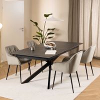 Bendt Uitschuifbare Eettafel 'Chrislyn' Keramiek 200-240 x 100cm, kleur Zwart