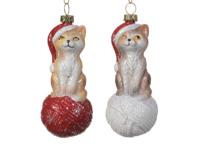 Kat kunststof l4.8b4.8h10.5 cm a2 kerst - Decoris