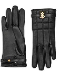 Burberry gants en cuir à doublure en soie - Noir